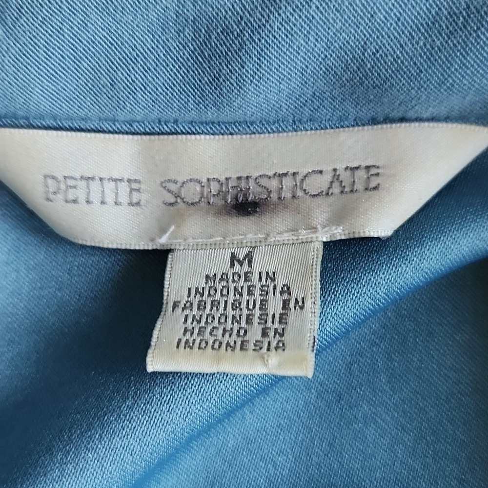 Petite Sophisticate Teal Button-Down Blouse - Picture 12 of 13